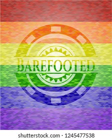 Barefooted lgbt colors emblem 