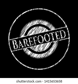 Barefooted on blackboard. Vector Illustration. Detailed.