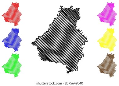 Bareilly District (Uttar Pradesh State, Republik Indien) Karte, Vektorgrafik, Skizze Bareilly Karte