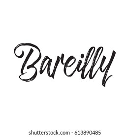 bareilly, text design. Vector calligraphy. Typography poster. Usable as background.