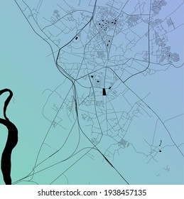 Bareilly, Uttar Pradesh, India - Urban vector city map with parks, rail and roads, highways, minimalist town plan design poster, city center, downtown, transit network, street blueprint