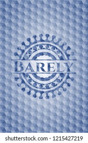 Barely blue emblem with geometric pattern background.