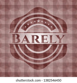 Barely red seamless emblem or badge with abstract geometric polygonal pattern background.