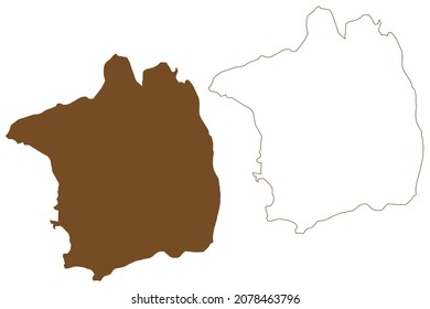 Barentsoya island (Kingdom of Norway, Svalbard Archipelago) map vector illustration, scribble sketch Barents map