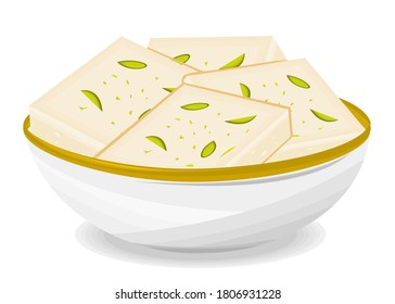 Image vectorielle de cuisine indienne sucrée barfi