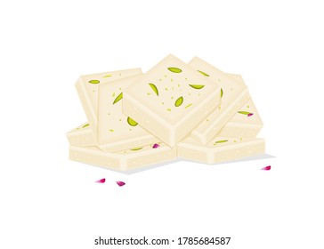 Barfi indian Sweet Dish in Vector
