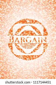 Bargain abstract emblem, orange mosaic background