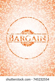 Bargain abstract orange mosaic emblem with background