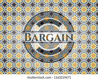 Bargain arabic style badge. Arabesque decoration.