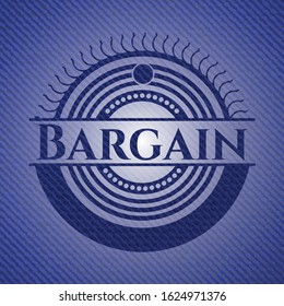 Bargain badge with denim texture. Vector Illustration. Detailed.