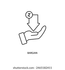 icono de línea de concepto de ganga. Ilustración de elemento simple. diseño de símbolo de esquema de concepto de ganga.