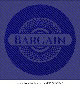 Bargain emblem with denim high quality background