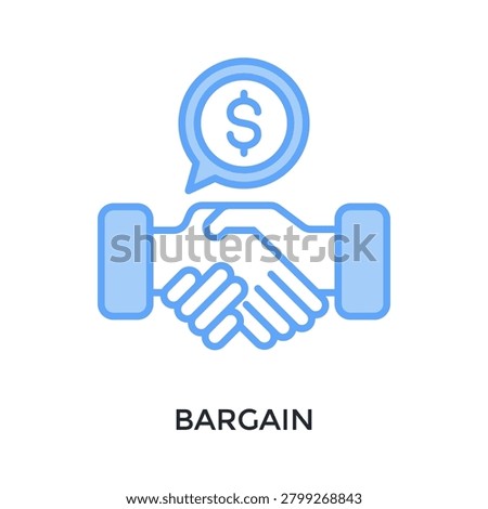 Bargain Icon Lineal Blue Style. Vector Illustration For Graphic Design