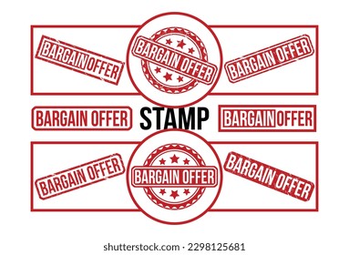 Bargain offer rubber stamp set on white background. Bargain offer Rubber Stamp set.