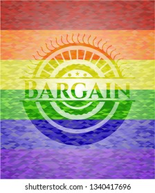 Bargain on mosaic background with the colors of the LGBT flag