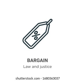 Bargain outline vector icon. Thin line black bargain icon, flat vector simple element illustration from editable law and justice concept isolated stroke on white background