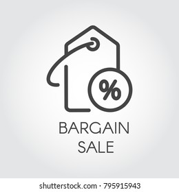 Bargain sale icon. Simple label template with discount for online or offline stores and mobile applications. Advertising coupon for seasonal price-tag, black friday and other design needs. Vector