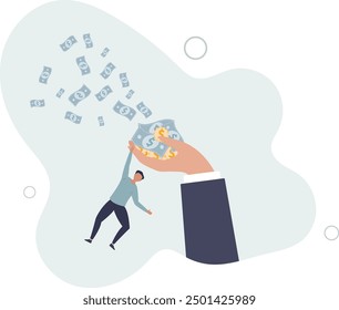 Bargain stock investment, employment in economic crisis, payment for employee or high risk high return in invest metaphor concept.flat design with people.