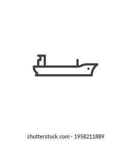 Barge boat line icon. linear style sign for mobile concept and web design. Cargo ship boat  outline vector icon. Symbol, logo illustration. Vector graphics