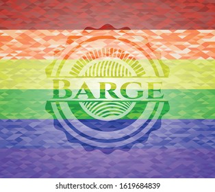 Barge emblem on mosaic background with the colors of the LGBT flag