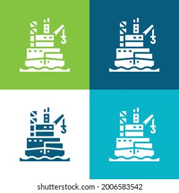 Barge Flat four color minimal icon set
