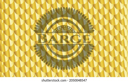 Goldenes Barge-Emblem. Skaliert Muster. Vektorgrafik. Detaillierte Angaben. 