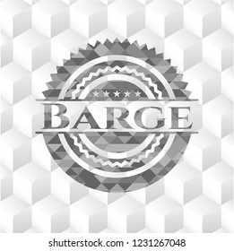 Barge grey badge with geometric cube white background