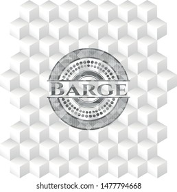 Barge grey emblem. Retro with geometric cube white background