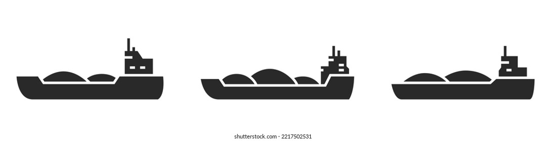 barge icon set. river cargo vessel and water transportation symbols. isolated vector images in simple style