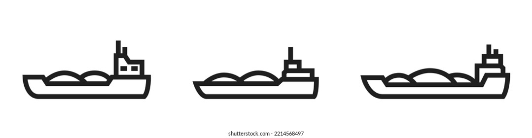 barge line icon set. river cargo vessel symbols. isolated vector images in simple style