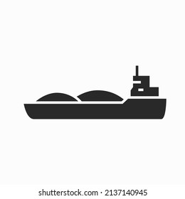 barge ship icon. river cargo transport. isolated vector image in simple style