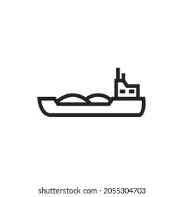 barge ship line icon. river transport symbol. isolated vector image in simple style