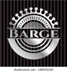 Barge silver badge. Vector Illustration. Mosaic.
