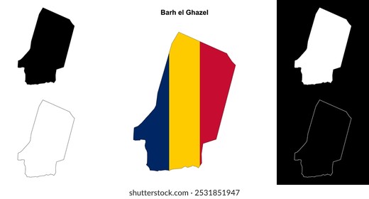 Barh el Ghazel region outline map set