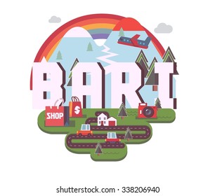 Bari beautiful city in europe. vector cartoon illustration