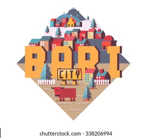 Bari beautiful city in europe. vector cartoon illustration