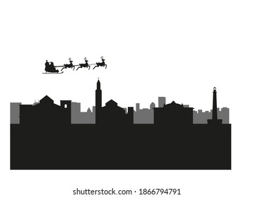 bari city skyline in Italy, christmas background