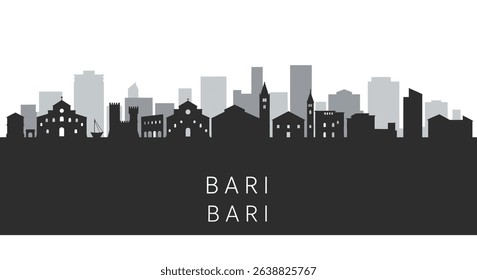 Bari Italy City Skyline Silhouette.