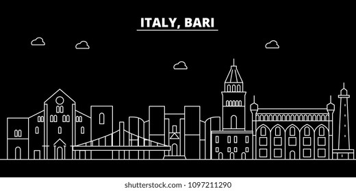 Bari silhouette skyline. Italy - Bari vector city, italian linear architecture, buildings. Bari travel illustration, outline landmarks. Italy flat icons, italian line banner