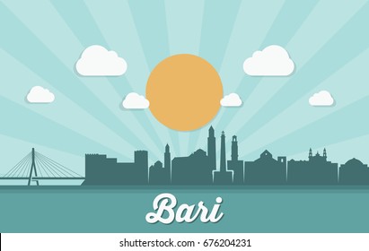 Bari skyline - Italy - ribbon banner - vector illustration