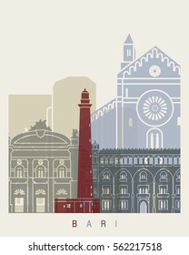 Bari skyline poster in editable vector file