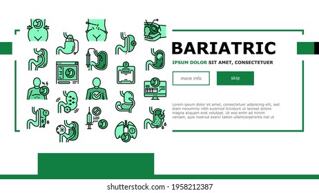 Bariatric Surgery Landing Web Page Header Banner Template Vector. Excess Weight And Risk Of Complications, Severe Bleeding And Result Of Bariatric, Lung Or Breath Problem Illustration