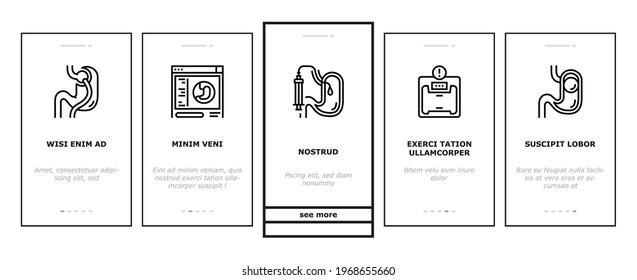 Bariatric Surgery Onboarding Mobile App Page Screen Vector. Excess Weight And Risk Of Complications, Severe Bleeding And Result Of Bariatric, Lung Or Breath Problem Illustrations