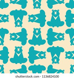 Baribal pattern seamless. American Bear background. Wild predator of USA. Vector Ornament