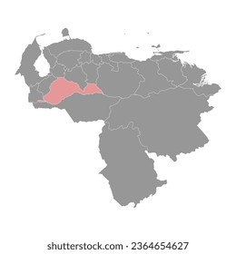 Barinas state map, administrative division of Venezuela.