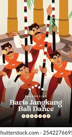 Baris Jangkang dance Flat design layout idea for tourism event Indonesian culture