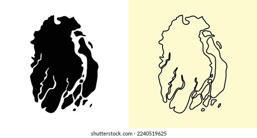 Barisal map, Bangladesh, Asia. Filled and outline map designs. Vector illustration