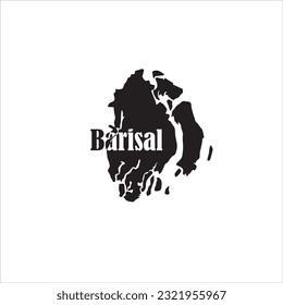 Mapa de barisal y diseño de letras negras sobre fondo blanco