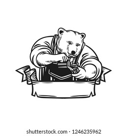 barista bear illustration