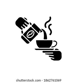 Barista black glyph icon. Coffeehouse employee. Bartender. Expert in coffee-making. Serving espresso-based coffee drinks. Cafephile. Silhouette symbol on white space. Vector isolated illustration